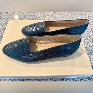 Genuine Leather Blue/Green Woven Leather Loafer Flats Size 7.5